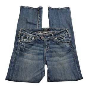 Silver Jeans Co Tuesday Slim Boot Blue Low Rise Distressed Denim W30 L31